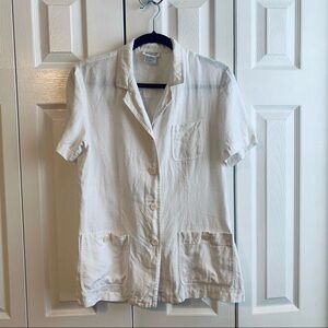 Vintage Talbots White Irish Linen Button Down Top